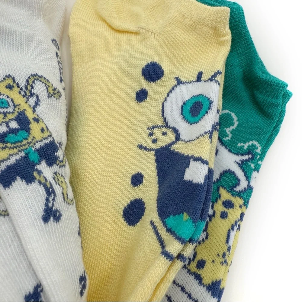 SpongeBob SquarePants Womens No Show Socks Nickelodeon Green Yellow Y2K Fun Gift